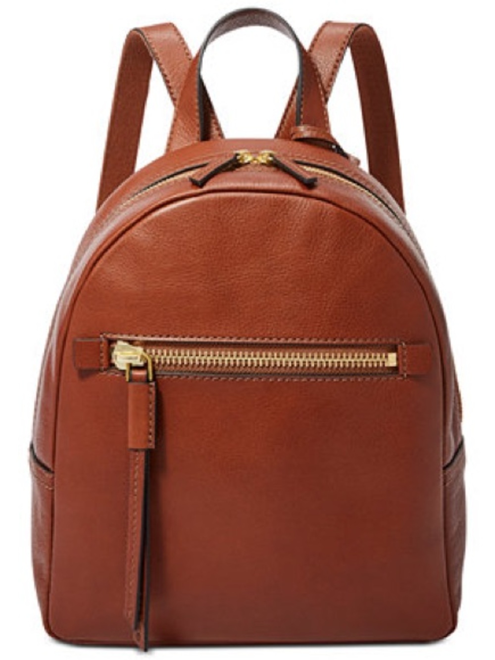 Fossil Cognac Leather Mini Backpack with Gold Hardware
